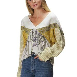 Free People ~ Aloha State of Mind Mixed Prints Long Sleeve Blouse in size XS